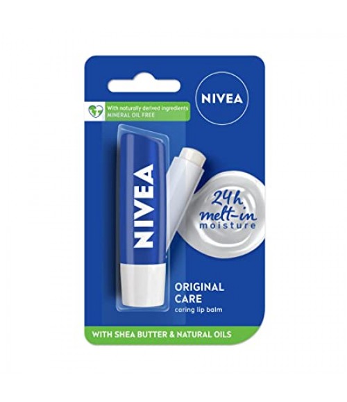 NIVEA Lip Balm, Original Care, Silver 4.8g
